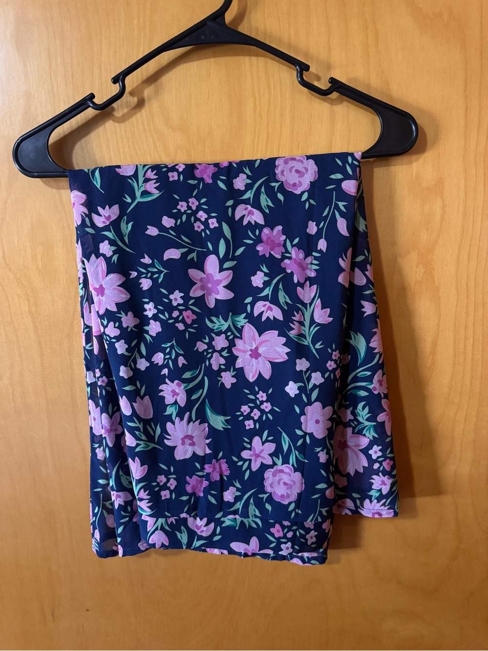 Women's Navy Floral Midi Skirt - Pink Floral Print